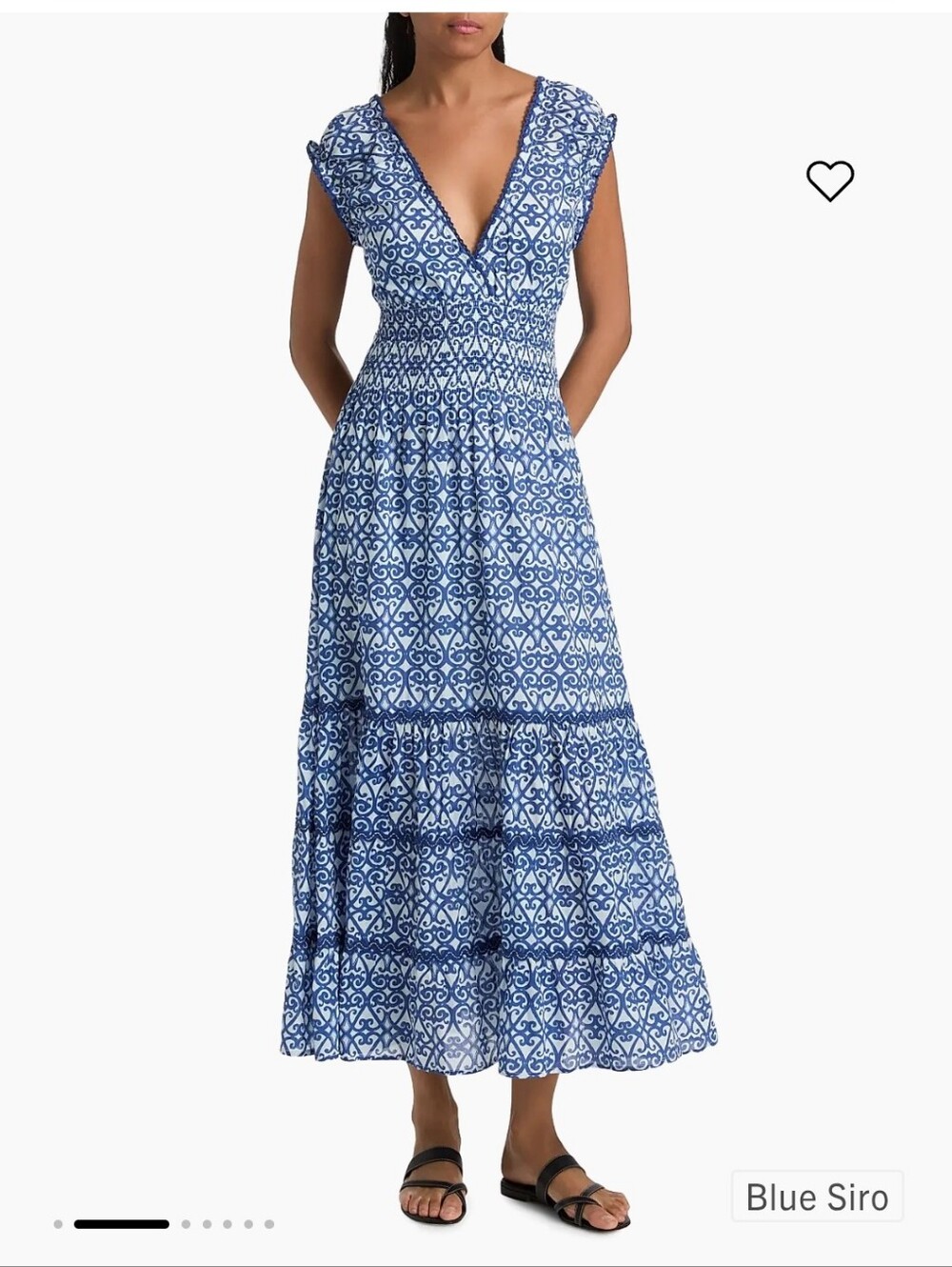 NWT Anthropologie Ro's Garden Hilda Blue Printed Maxi Dress with V-Neck